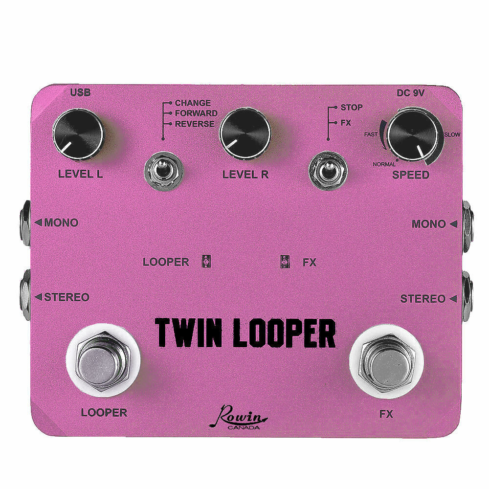 Rowin Canada LTL-03 Twin Looper and Recording Guitar Effect Pedal Pink