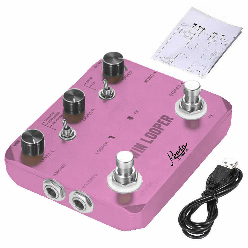 Rowin Canada LTL-03 Twin Looper and Recording Guitar Effect Pedal Pink - Image 2