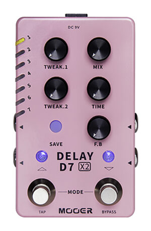 Mooer D7 X2 Delay 14 Stereo Delay Effects + Power Adapter