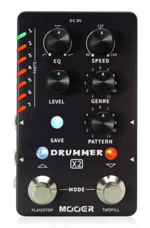 Mooer Drummer X2 Series Drum Machine Effects Pedal + Power Supply