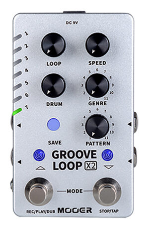 Mooer Groove Loop X2 Looper Drum Machine Guitar Effector + Power Supply