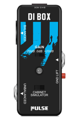 Pulse Technology DI Box Gain Control & Cab Simulator Switch Guitar / Bass DI