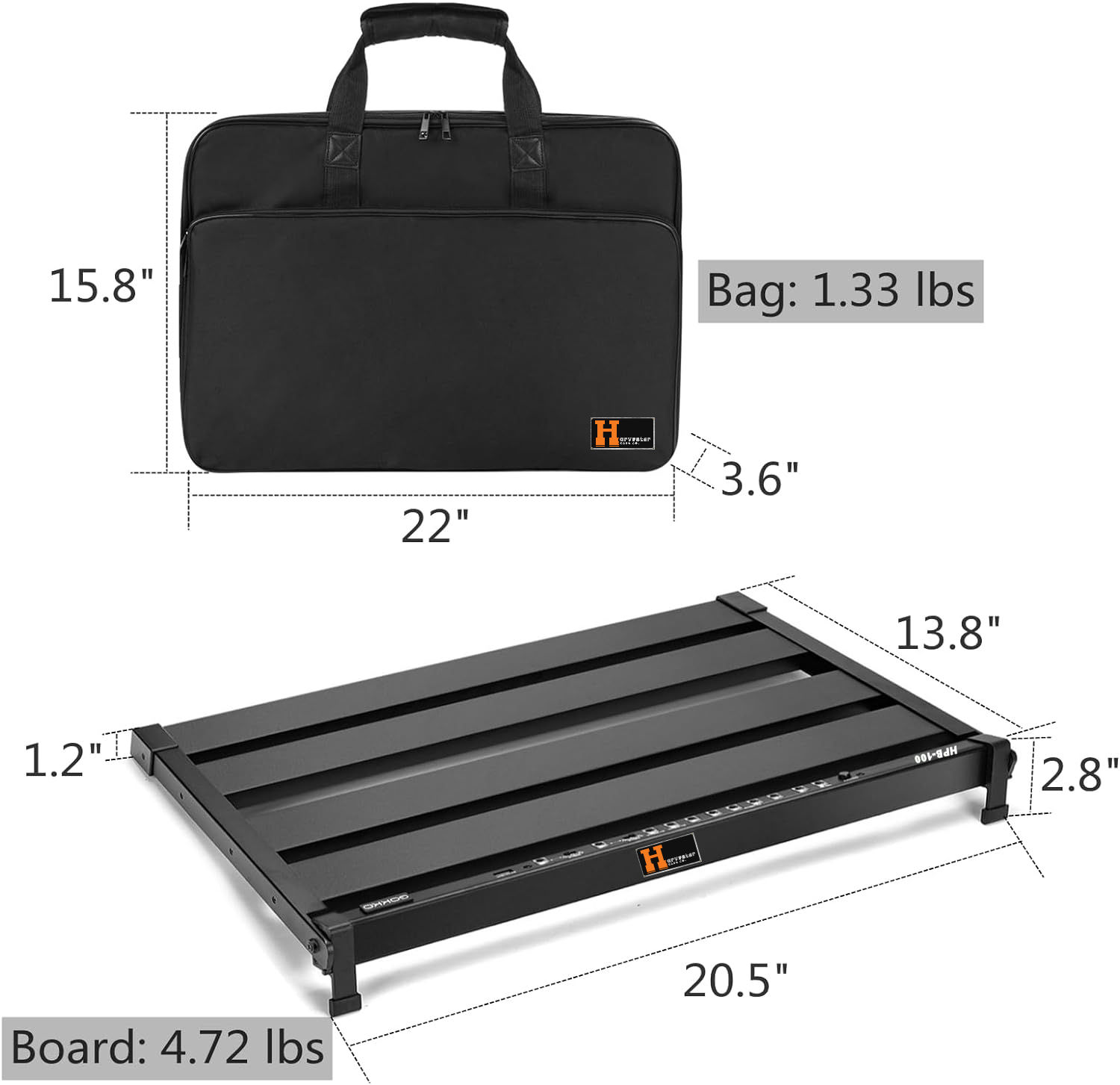 Harvester Pedal Board with Integrated Power Supply, Aluminum Folding ...