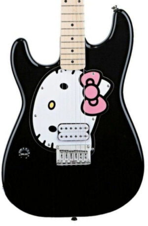 Fishbone Hello Kitty BLACK Strat LEFTY 2024 Black Hello kitty With fishbone gig bag, Strap, Picks