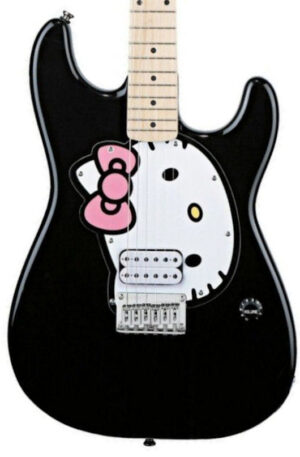 Fishbone Hello Kitty BLACK Strat 2024 Black Hello kitty With fishbone gig bag, Strap, Picks