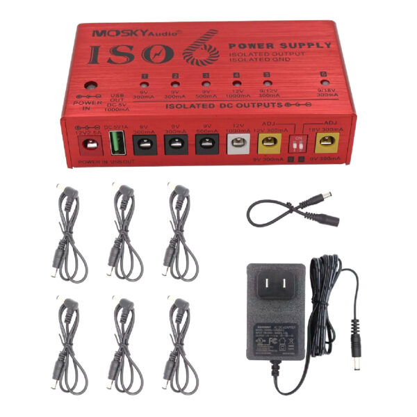 Mosky ISO-6 Guitar Effects Pedal Power Supply For 9V 12V 18V Isolated Outputs