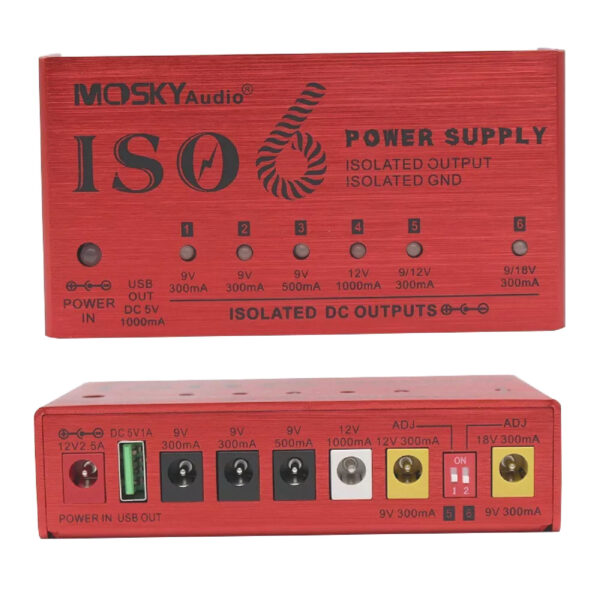 Mosky ISO-6 Guitar Effects Pedal Power Supply For 9V 12V 18V Isolated Outputs - Image 3