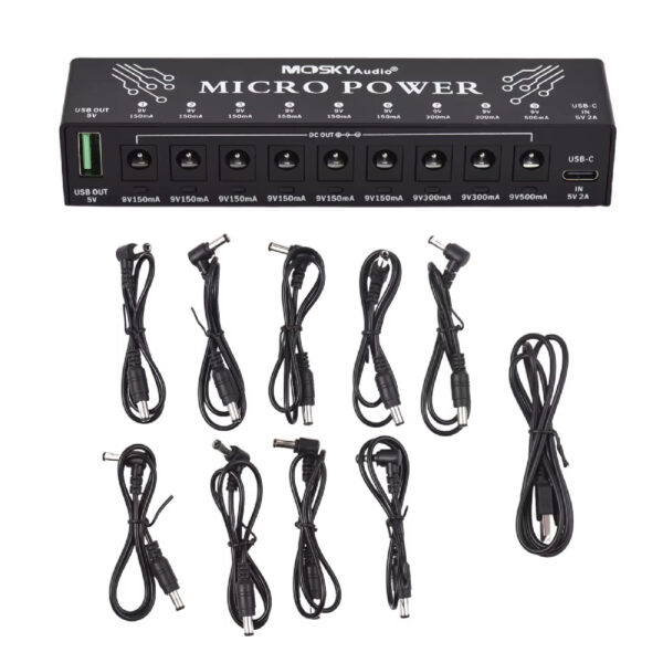 Mosky Micro Power 9 DC OUTPUTS+1 USB OUTPUT Power Supply for 9V Guitar Pedals