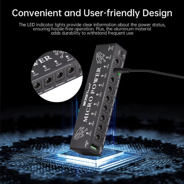 Mosky Micro Power 9 DC OUTPUTS+1 USB OUTPUT Power Supply for 9V Guitar Pedals - Image 5