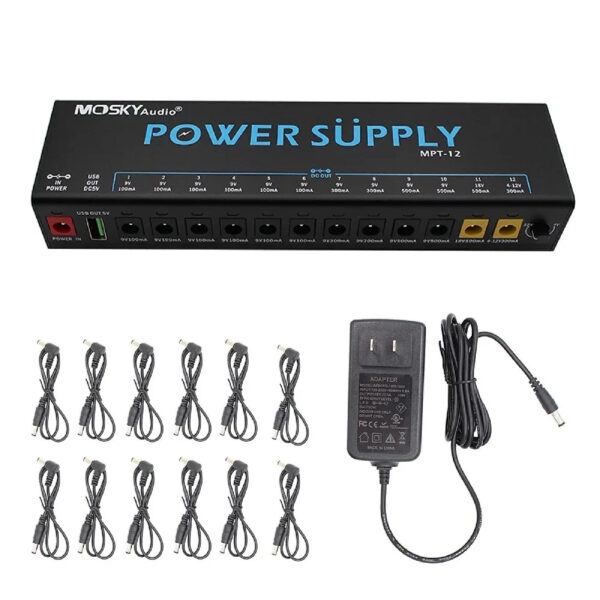 Mosky MPT-12 Guitar Effect Pedal Power Supply 12 DC Outputs for 9V 12V 18V Pedal,5V USB Output