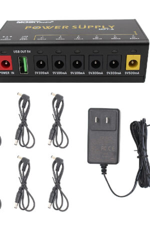Mosky MPT-6 Power Supply 6 DC Outputs/ 5V USB Output for 9V 100-500mah Guitar Effect Pedal Power