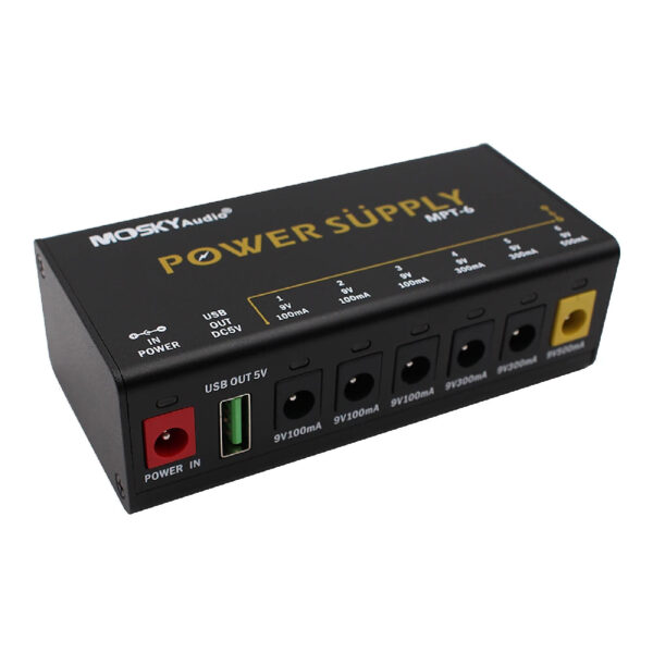 Mosky MPT-6 Power Supply 6 DC Outputs/ 5V USB Output for 9V 100-500mah Guitar Effect Pedal Power - Image 2