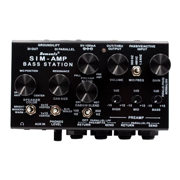 Demonfx SIM-AMP High Quality Simplifier Bass Station Preamp Simulator, Power Amp SIM, Stereo Cab SIM & DI Out for Electric Bass