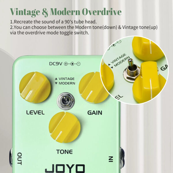 JOYO JF-25 Bright Day Overdrive + High Gain Distortion Vintage + Modern Tone Electric Guitar/Bass Pedal - Image 4