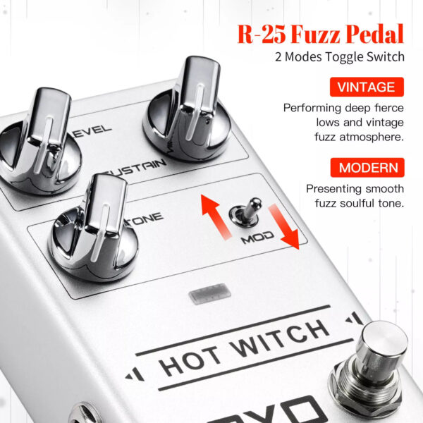 JOYO R-25 Hot Witch Fuzz Guitar Pedal Multiple Fuzz Effects with Retro/Modern Mode True Bypass - Image 4