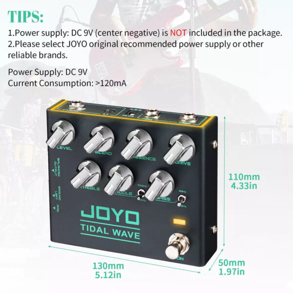 JOYO R-30 Tidal Wave Bass Guitar Pedal Preamp Overdrive +EQ + Noise Reduction + DI - Image 3