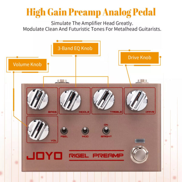 JOYO R-24 RIGEL PREAMP High Gain Overdrive Guitar Amplifier Simulation 3-Band EQ - Image 2