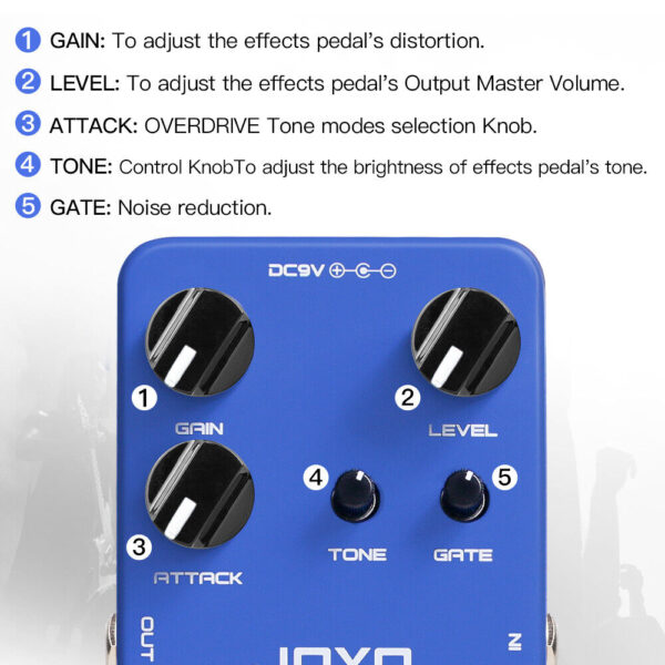 Joyo JF-23 Argos Overdrive Pedal Built-in Noise Gate for Electric Guitar or Bass True Bypass - Image 2