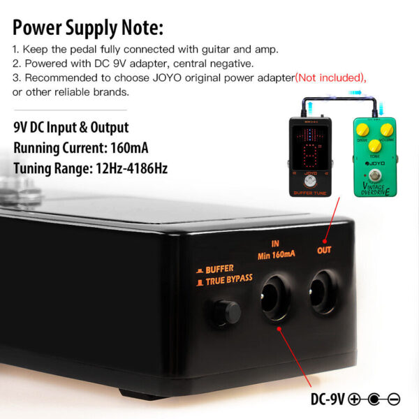 JOYO JF-19 Buffer Tune Pedal Accurate Tuner LED Screen Electric Bass, Guitar etc - Image 4