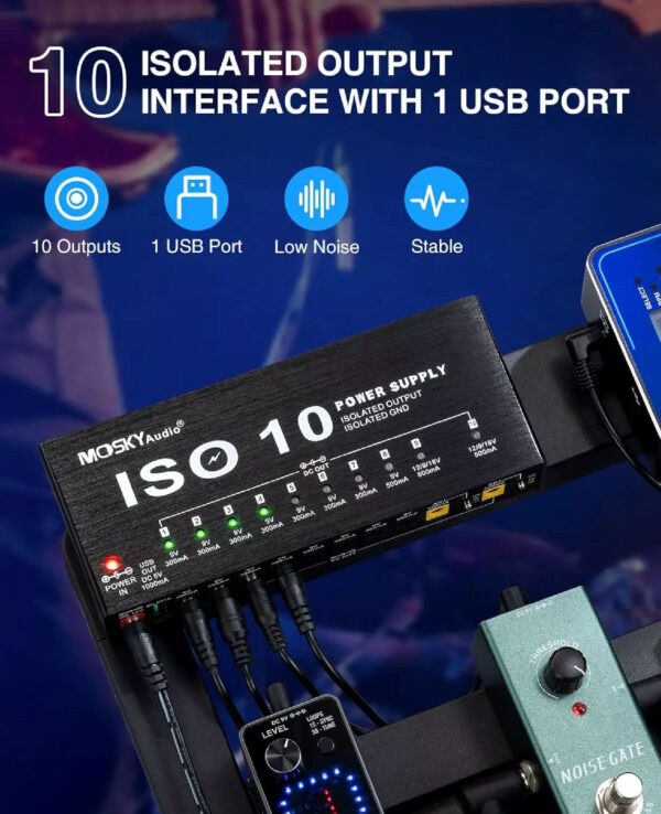 Mosky ISO-10 Guitar Effects Pedal Power Supply For 9V 12V 18V Isolated Outputs - Image 6