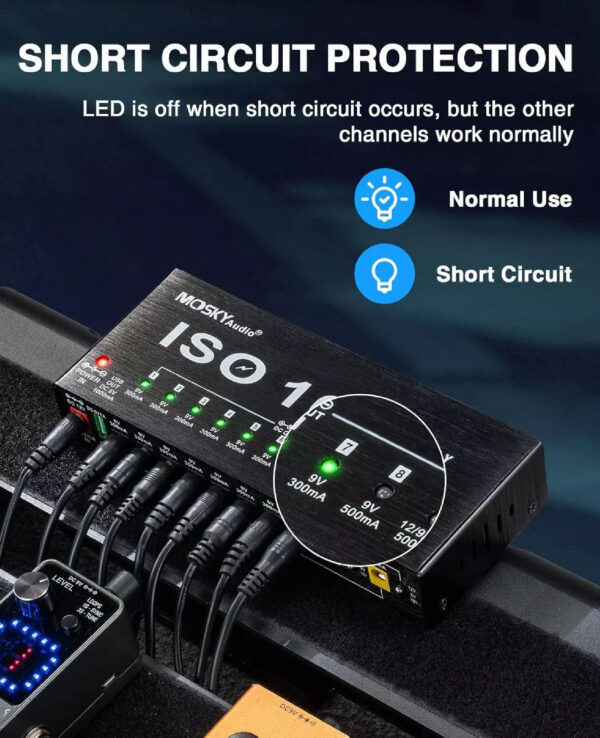 Mosky ISO-10 Guitar Effects Pedal Power Supply For 9V 12V 18V Isolated Outputs - Image 5