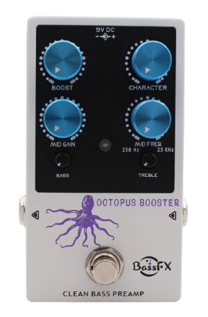 Fanmuzk Octopus Booster Bass Preamp Pedal 3Band EQ Bass Harmonic Rich Clean Tone
