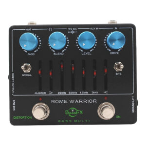 Fanmuzk Rome Warrior Bass Preamp Pedal 6-Band Graphic EQ Headphone Out AUX In True Bypass