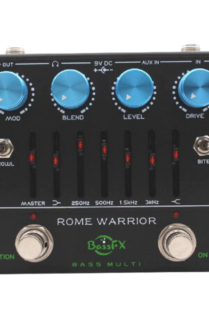 Fanmuzk Rome Warrior Bass Preamp Pedal 6-Band Graphic EQ Headphone Out AUX In True Bypass