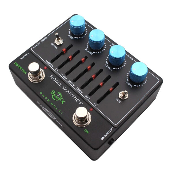 Fanmuzk Rome Warrior Bass Preamp Pedal 6-Band Graphic EQ Headphone Out AUX In True Bypass - Image 2