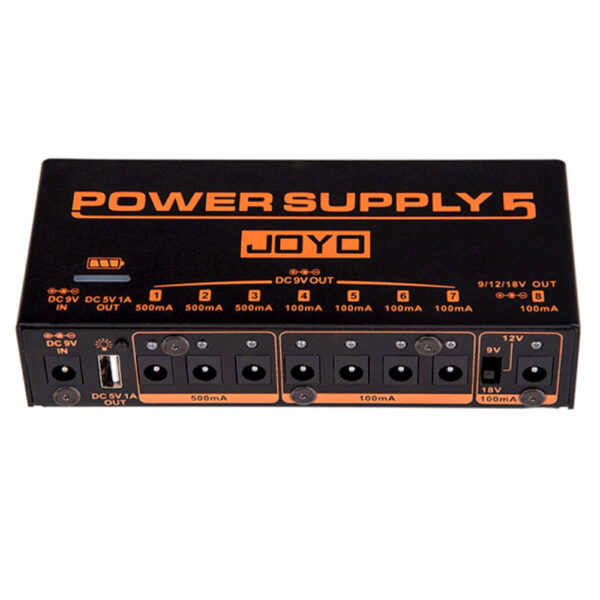 Joyo JP-05 Power Supply 5 Pedal Power Supply 8 Outputs 9v 12v 18v USB Rechargeable