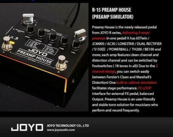 JOYO R-15 Preamp House 9 Guitar Amp Sims Dual Channel R series - Image 6