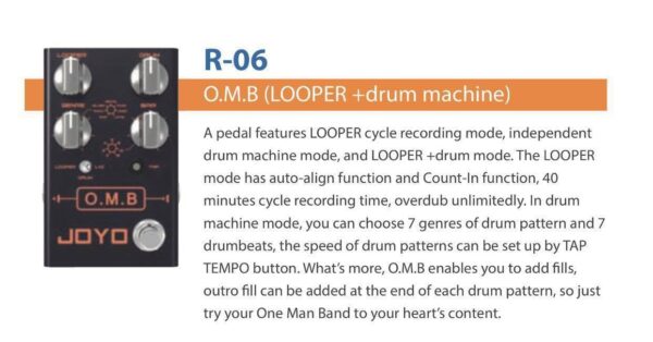 JOYO R-06 OMB Looper Pedal w Drum Machine Guitar Effect Pedal R series - Image 3