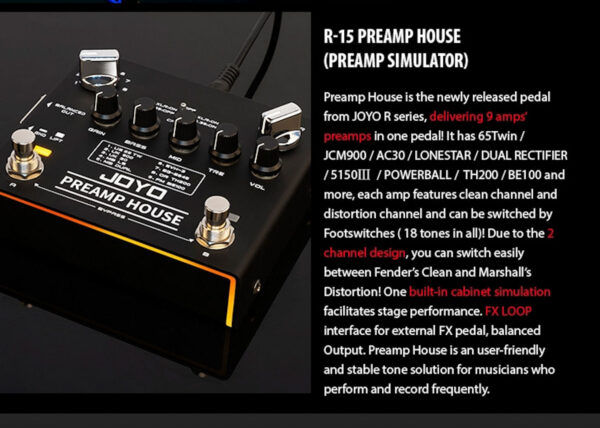 JOYO R-15 Preamp House 9 Guitar Amp Sims Dual Channel R series - Image 4