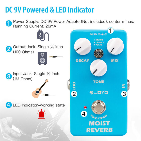 Joyo JF-20 Moist Reverb 3 Modes Guitar Effect Pedal - Image 4
