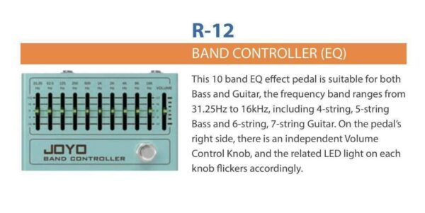 JOYO R-12 Band Controller 10 Band EQ Effect Pedal Guitar or Bass 5 and 7 String - Image 7